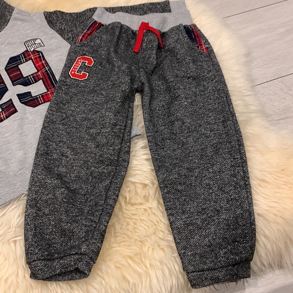 Nannette Kids Matching Set Sweatpants and Hoodie in 24M in Colour Gray/Red Plaid - Picture 2 of 10